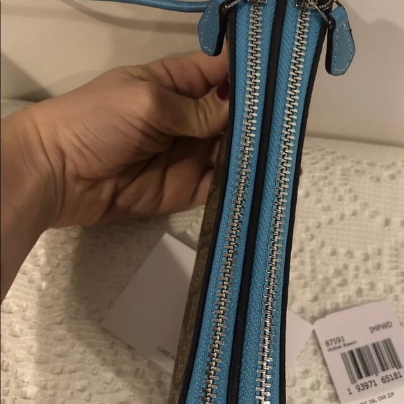 COACH Wallet Wrist-let Khaki Blossom Leather - Picture 2 of 4